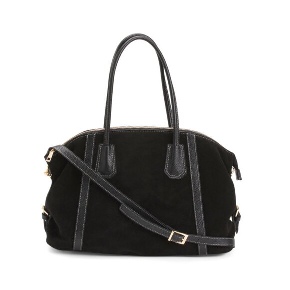 MARLON Black Made In Italy Suede Chain Satchel - Picture 1 of 2